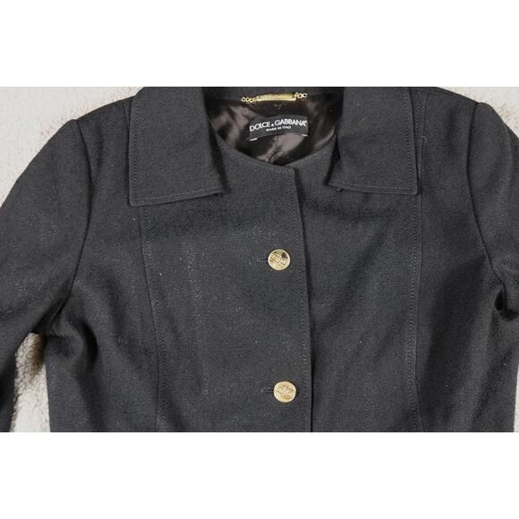 Dolce Gabbana Jacket Womens 44 Black Crepe Wool Blazer Italy - Picture 6 of 10